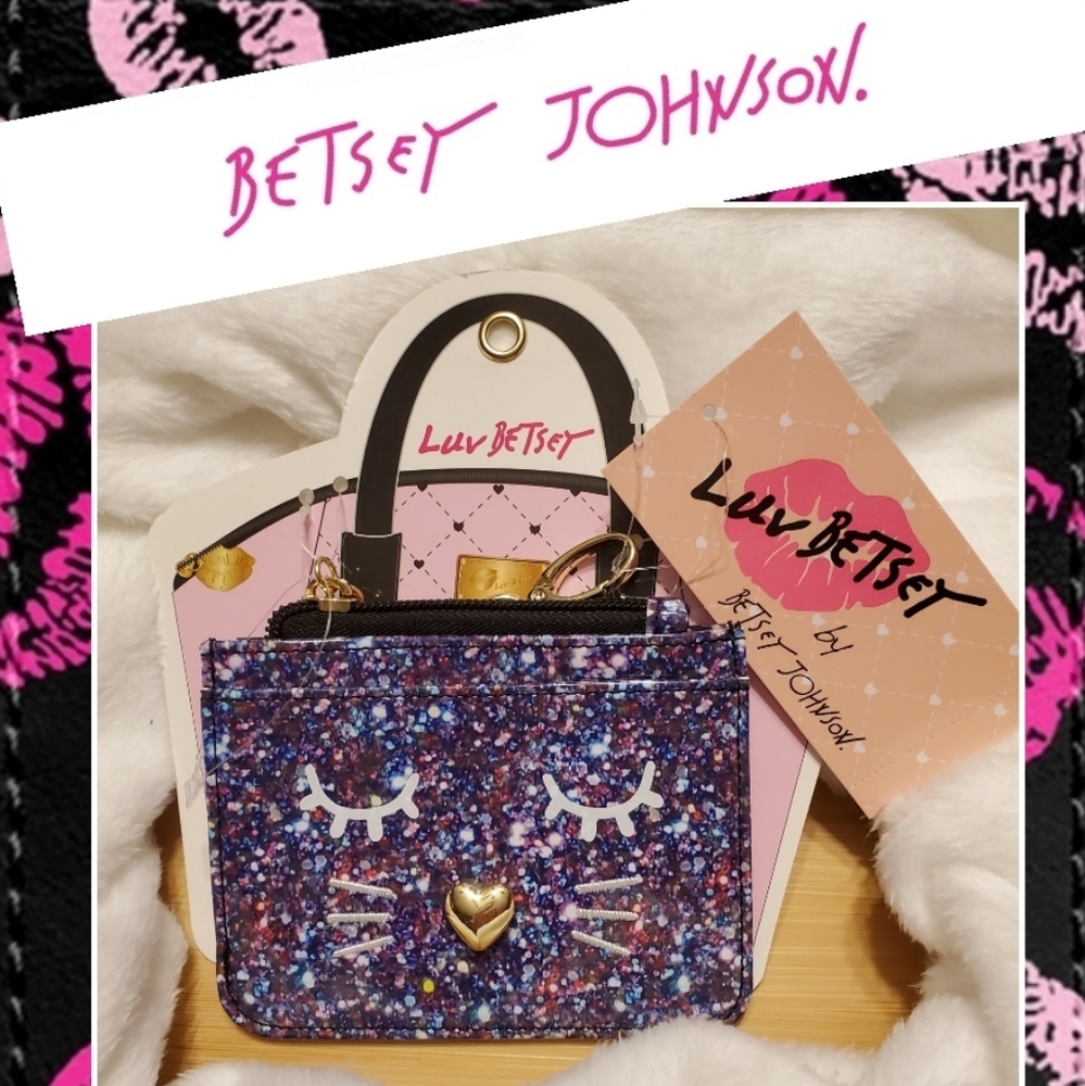 NWT Small Betsey Johnson Glitter Wallet with Chain